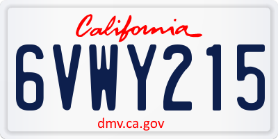CA license plate 6VWY215