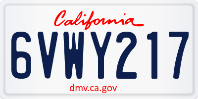 CA license plate 6VWY217