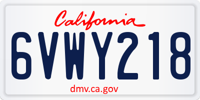 CA license plate 6VWY218
