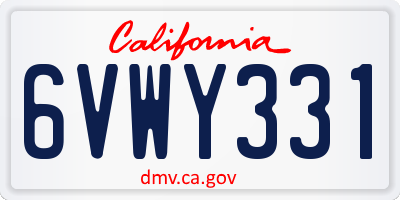 CA license plate 6VWY331