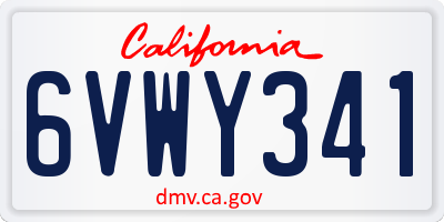CA license plate 6VWY341