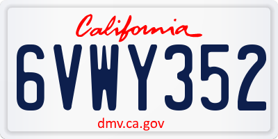 CA license plate 6VWY352