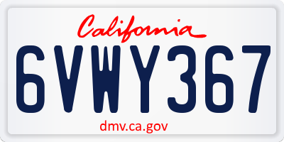 CA license plate 6VWY367