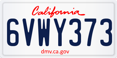 CA license plate 6VWY373