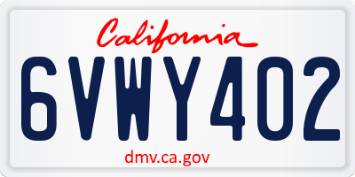 CA license plate 6VWY402