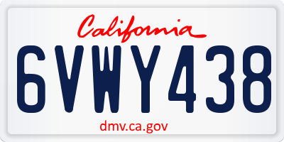 CA license plate 6VWY438
