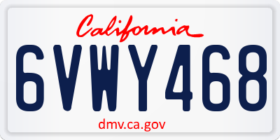 CA license plate 6VWY468