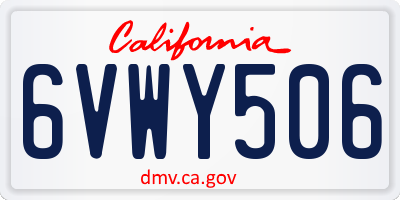 CA license plate 6VWY506