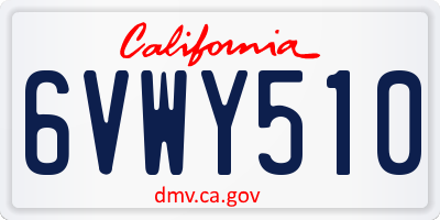 CA license plate 6VWY510