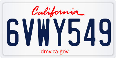 CA license plate 6VWY549