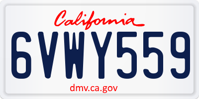 CA license plate 6VWY559