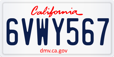CA license plate 6VWY567