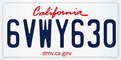 CA license plate 6VWY630