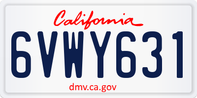 CA license plate 6VWY631