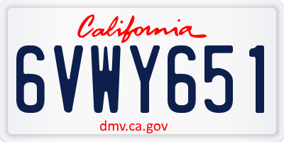 CA license plate 6VWY651