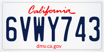 CA license plate 6VWY743