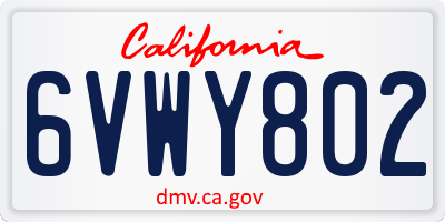 CA license plate 6VWY802