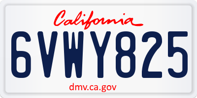 CA license plate 6VWY825