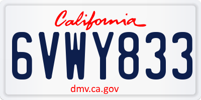 CA license plate 6VWY833