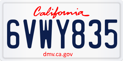 CA license plate 6VWY835