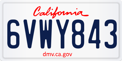 CA license plate 6VWY843