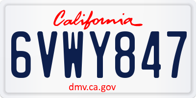 CA license plate 6VWY847