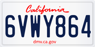CA license plate 6VWY864