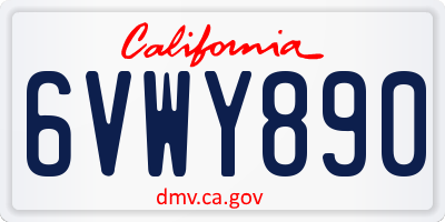 CA license plate 6VWY890