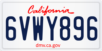 CA license plate 6VWY896