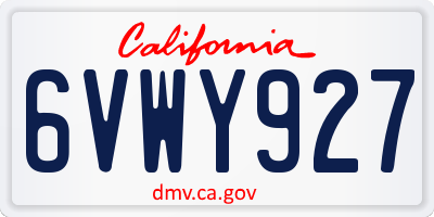 CA license plate 6VWY927
