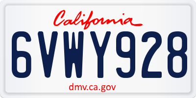 CA license plate 6VWY928