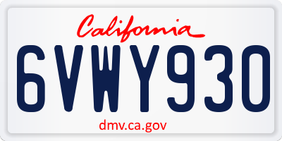 CA license plate 6VWY930