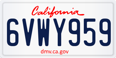 CA license plate 6VWY959