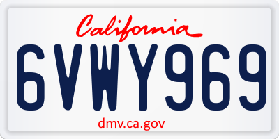 CA license plate 6VWY969
