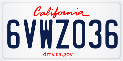 CA license plate 6VWZ036