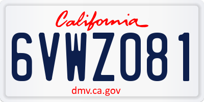 CA license plate 6VWZ081