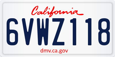 CA license plate 6VWZ118