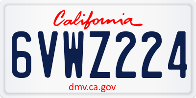 CA license plate 6VWZ224