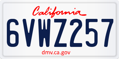 CA license plate 6VWZ257