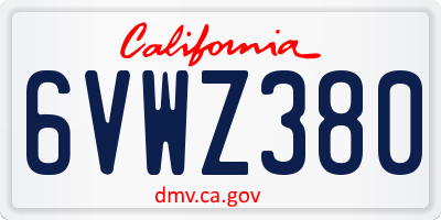 CA license plate 6VWZ380
