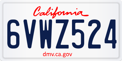 CA license plate 6VWZ524