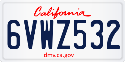 CA license plate 6VWZ532