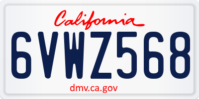 CA license plate 6VWZ568