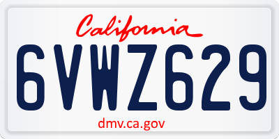 CA license plate 6VWZ629