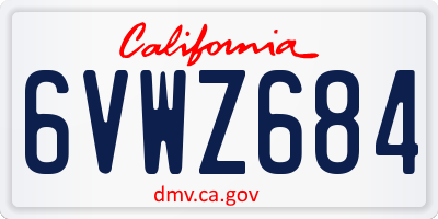 CA license plate 6VWZ684