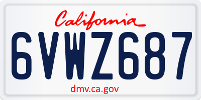 CA license plate 6VWZ687