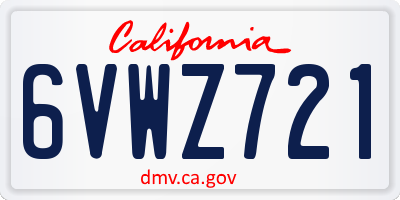 CA license plate 6VWZ721