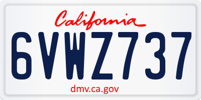 CA license plate 6VWZ737