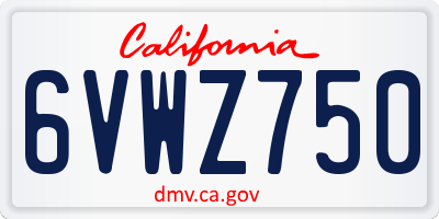 CA license plate 6VWZ750
