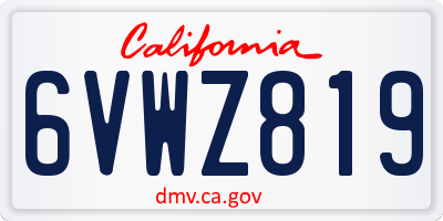 CA license plate 6VWZ819